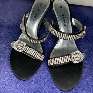 Michael satin strap rhinestone heel size 8